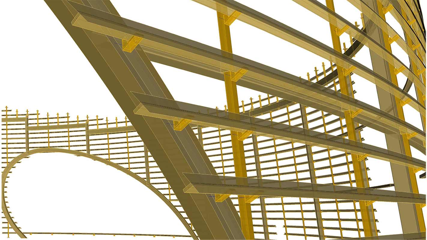BIM model view of steel sub-structure for louvers